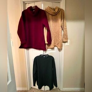Bundle Lot Lands’ End Women’s Fleece Cowl Tunic L Boucle EUC